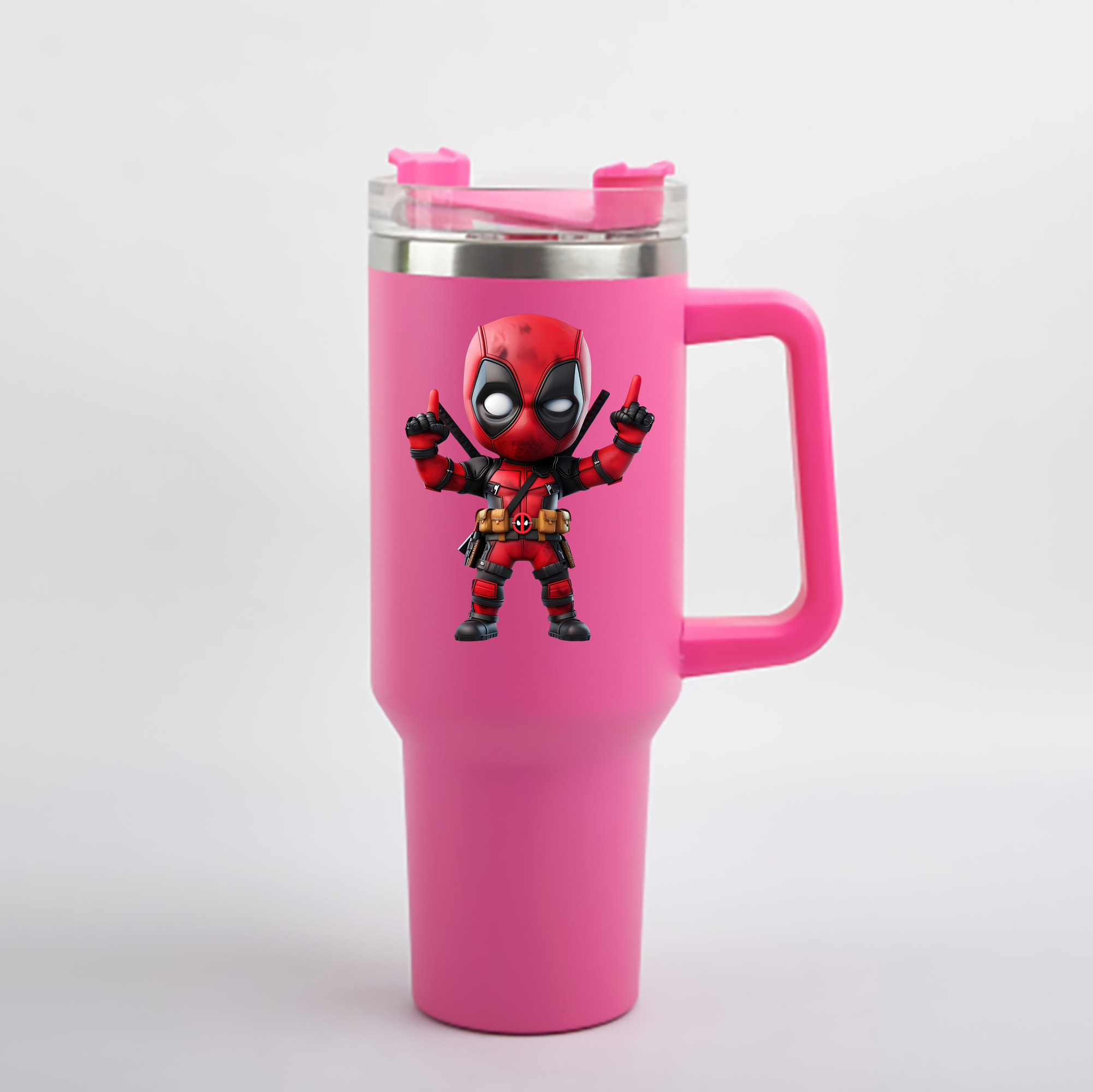 （画像用） Deadpool デッドプール 1200mL車用タンブラー - クリスタルステッカー（プラスチックストロー付き）